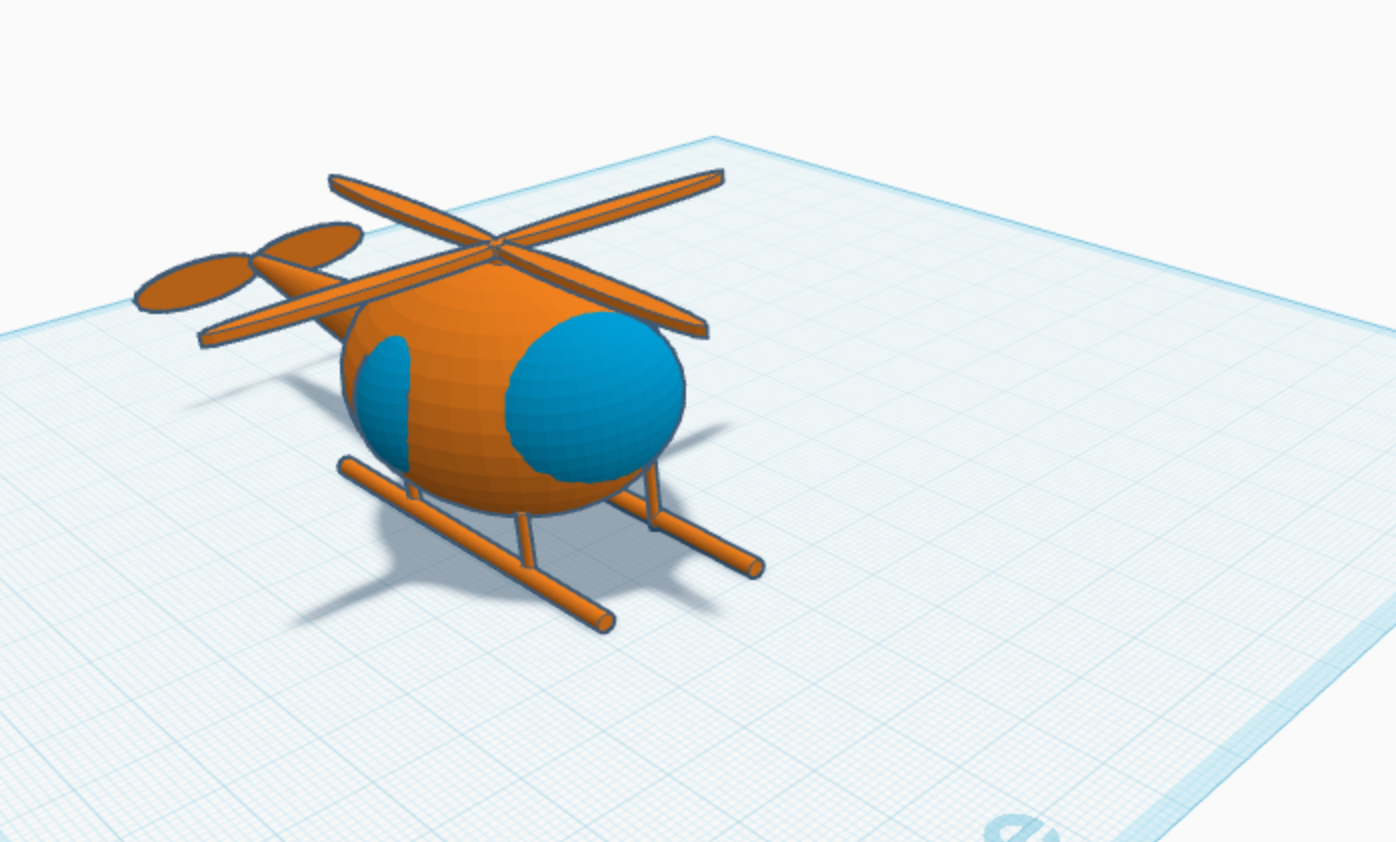 3D Helicopter model created with TinkerCad