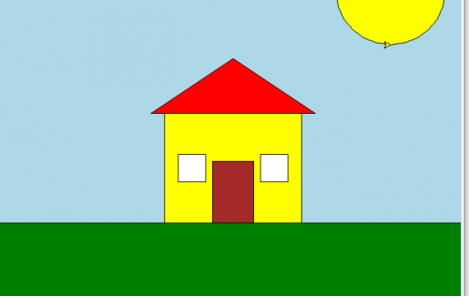 2D House with shapes and colours using Python Turtle
